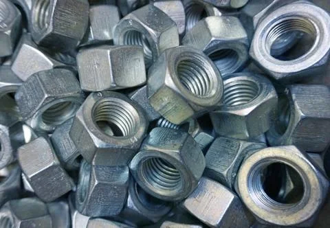Ots of iron nuts close up 写真素材