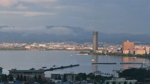 Otsu Biwako Sunset Time Lapse Video stock 154497005