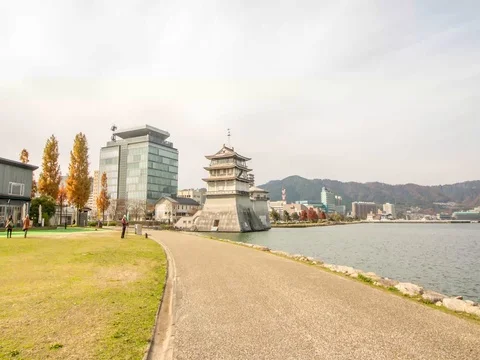 Otsu Museum Building Hyperlapse, Waterfront Lake Biwa, Shiga, JAPAN Vídeo Stock 80516599