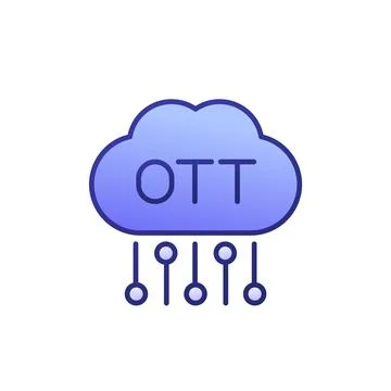 OTT media platform icon with a cloud Stock Illustration