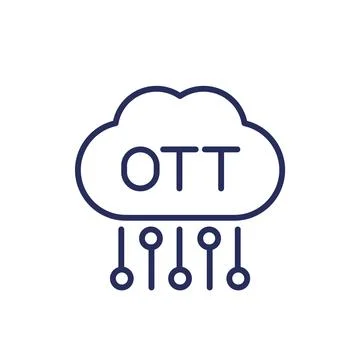 OTT media platform line icon with a cloud Stock Illustration