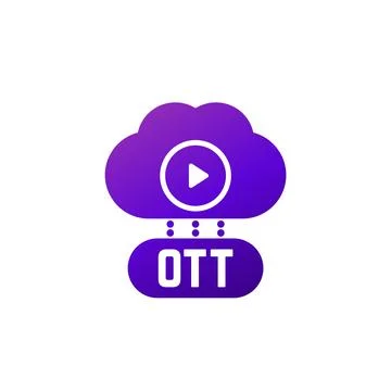OTT platform icon with a cloud Stock Illustration