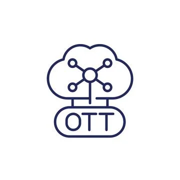 OTT platform line icon with a cloud Stock Illustration