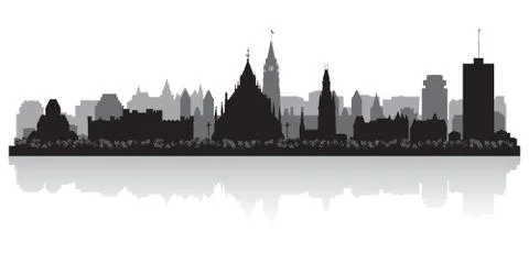 Ottawa canada city skyline vector silhouette Stock Illustration
