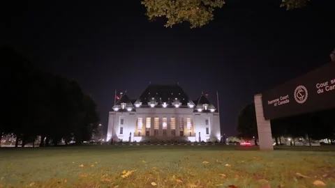 Ottawa, ON, Canada - September 18, 2026: Supreme Court of Canada night timelapse Stock Footage 345853084