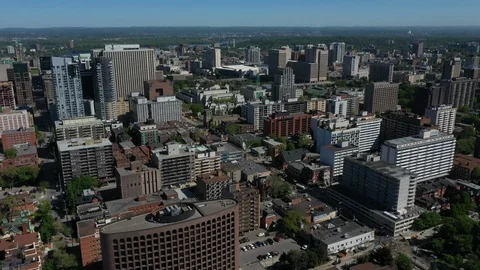 Ottawa flyover aerial downtown skyline Video stock 109557053