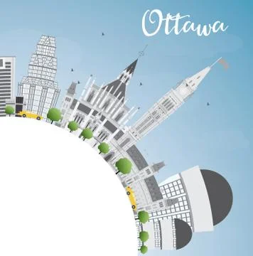 Ottawa Skyline with Gray Buildings and Copy Space.  Stock-Illustration