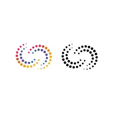Otted gradient round spiral icon Halftone effect vortex circle shape Stock Illustration