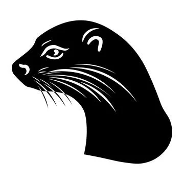 Otter black vector icon on white background Stock Illustration