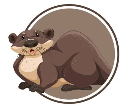 Otter in circle banner Stock Illustration