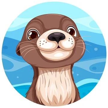 Otter on circle sticker template Stock Illustration