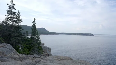Otter Cliff Summer Coast in Acadia National Park, Maine Stock Footage 342584479
