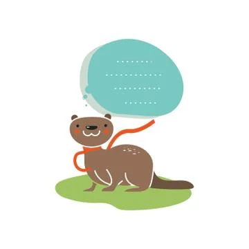 Otter With Copyspace Icon Stock Illustration