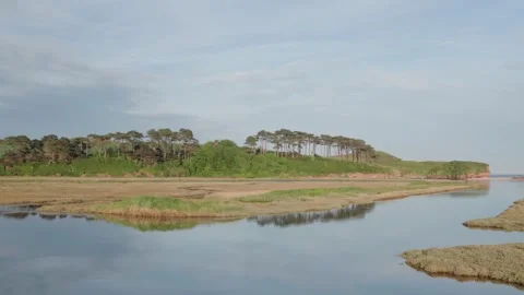 The Otter Estuary, and Otter Head, Budleigh Salterton, Devon, UK Video stock 310550382