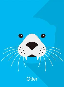 Otter face flat icon design, vector illustration Stock Illustration