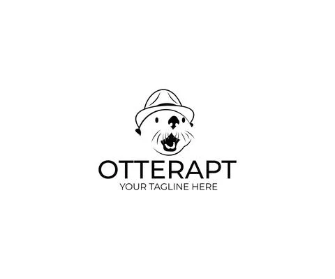 Otter in a Hat Logo Design Stock Illustration