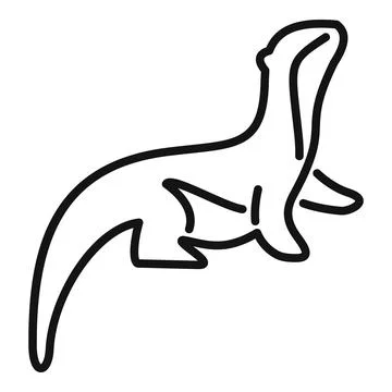 Otter lying down with open mouth simple line drawing Stock Illustration