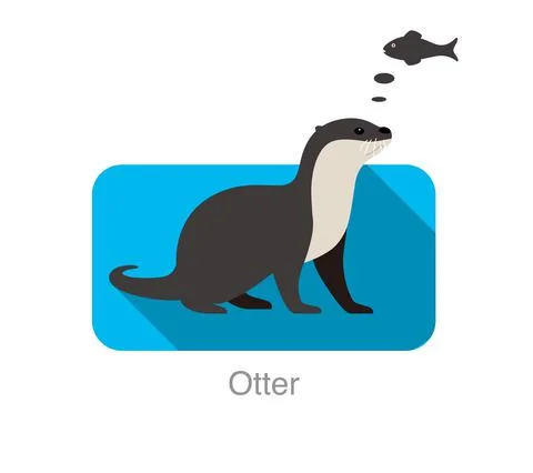 Otter want to eat fish, vector illustration Stock Illustration