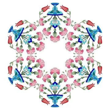 Ottoman carnations and tulips version two Stock Illustration