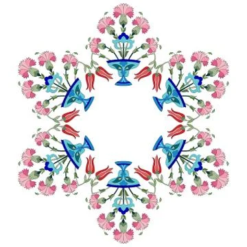 Ottoman carnations and tulips version Stock Illustration