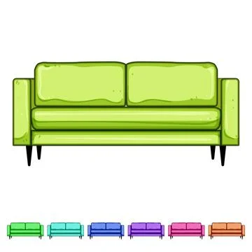 Ottoman couch leather cartoon vector graphic Stock Illustration