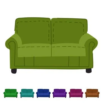Ottoman couch leather vector cartoon graphic Stock Illustration