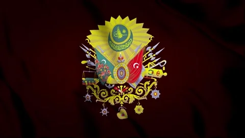 Ottoman Empire Flag Seamless Loop. Ottoman Tughra. Video stock 346741942