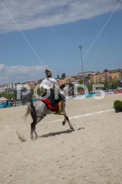 Ottoman horseman riding on his horse Stock Photos