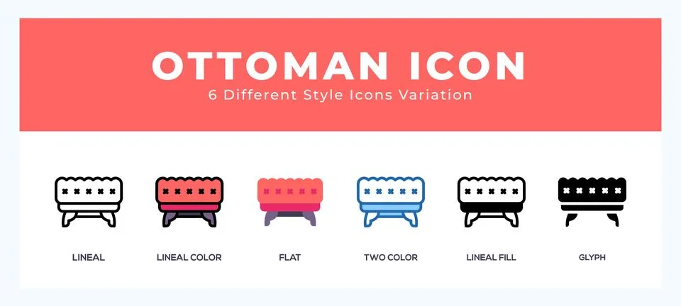 Ottoman icon set with different styles. Vector illustration. Stock Illustration