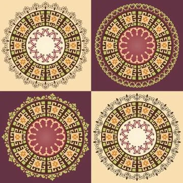 Ottoman serial patterns thirteen version Stock Illustration