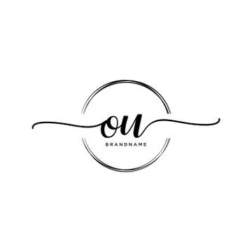 OU Initial handwriting logo with circle template vector Stock Illustration