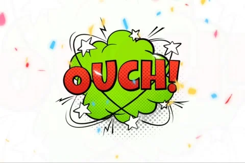 Ouch! Comic Bubble Text Animation Stock Footage 255059202