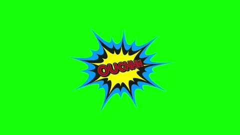 Ouch comic expression speech bubble burst on green screen Stock Footage 314419522