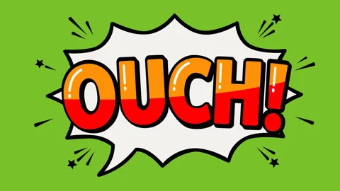 Ouch Comic Speech Bubble Animated Text on Green Screen for Motion Graphics a Stock Footage 341375678