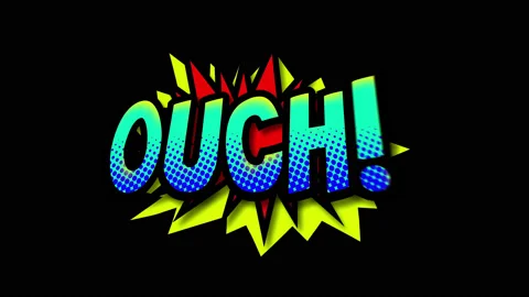 Ouch Comic speech bubble expression. Pop art background isolated with alpha Vidéo 99851630