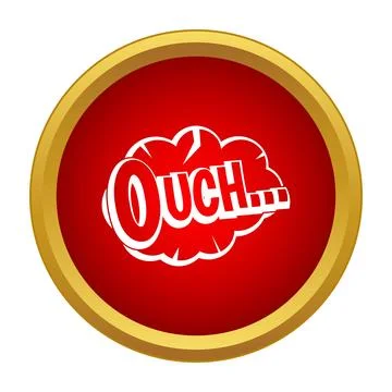 Ouch comic speech bubble in red circle Stock Illustration