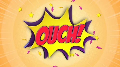 OUCH Comic Text and Speech Balloon Animation, with Alpha Matte, Loop 動画素材 131875780