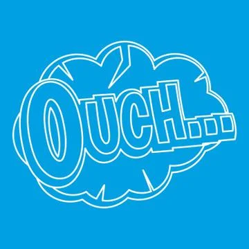 Ouch, comic text speech bubble icon, outline style Illustrazione stock