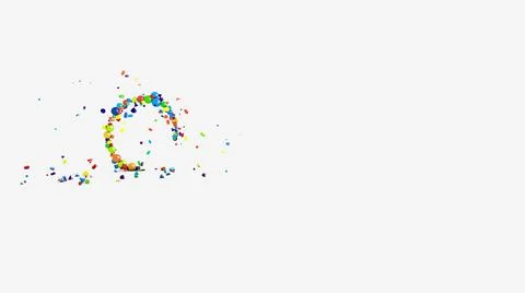Ouch. Motion graphics, 4k 3d animation. Fountain of toy blocks, word Foto stock