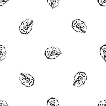 Ouch, speech cloud pattern seamless black Stock Illustration