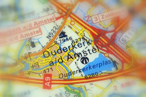 Ouderkerk aan de Amstel on a map Stock Photos