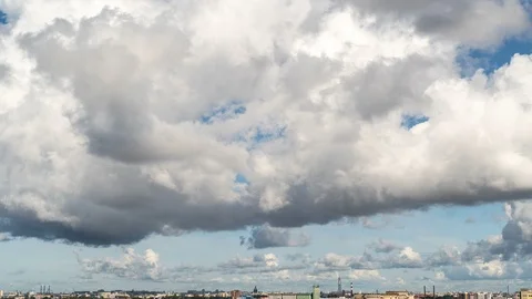Ouds fly over the city of Saint Petersburg, timelapse Stock Footage 123762571