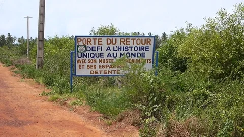 Ouidah -"Door of return" sign Stock Footage 81107273
