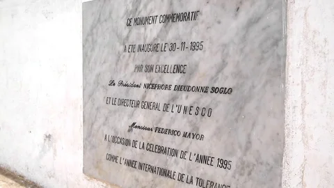 Ouidah's Door of no return plaque Stock Footage 81108463