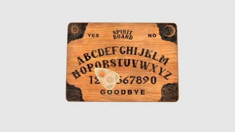 Ouija Board Planchette Moving and Spelling Help Me, Top Down View Animation Stock Footage 346105394