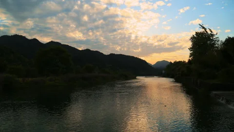 Oujiang sunset Stock Footage 168001621