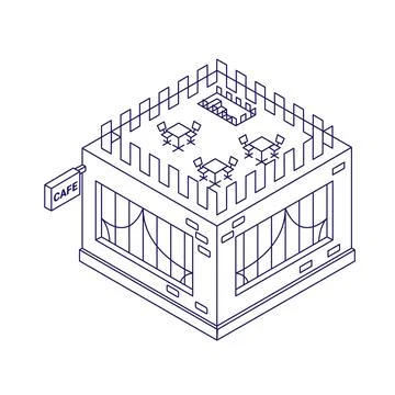 Ouline isometric cafe icon vector illustration Stock Illustration