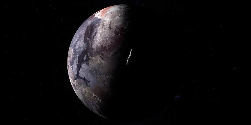 Oumuamua, interstellar object, orbiting around fictious planet Illustration