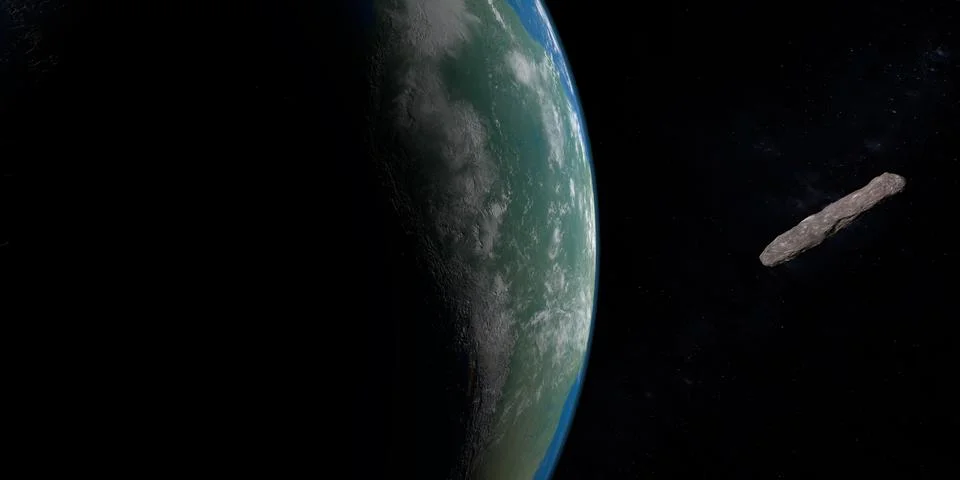 Oumuamua, interstellar object, orbiting around earth planet Stock Illustration