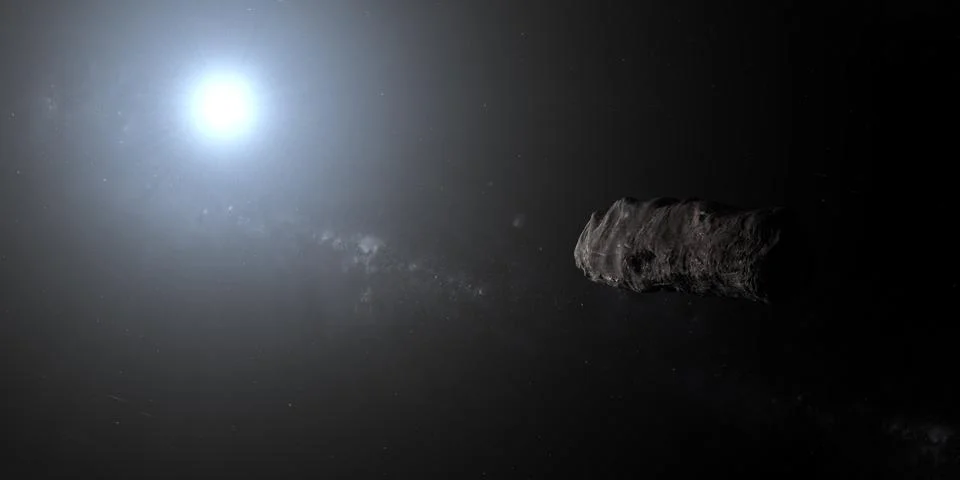 Oumuamua, interstellar object, orbiting in the outer space Stock Illustration